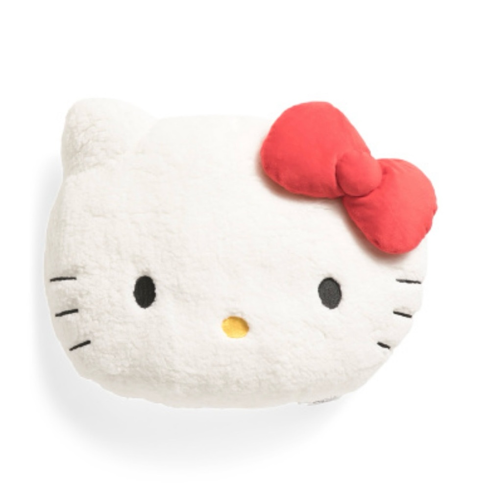 NEW Hello Kitty 15x20 Sherpa Head Bow Decorative Pillow